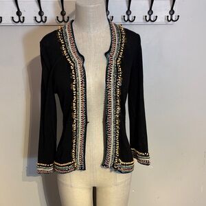 Nanette Lepore Black Knit Cardigan with embellished details